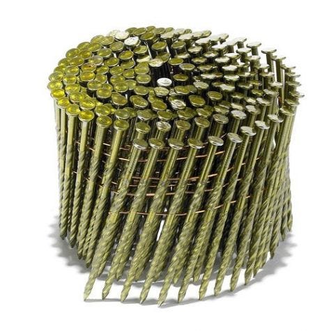 Coil nail 15° Tomahawk, 3-1/4&quot; x .120&quot;, Round head, Screw, Bright (4.5M/bx-48bx/skd)