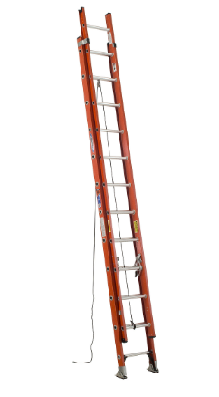 Extension ladder, Werner, 24 feet, 2 sections, D-bars, Type 1A, 300lbs, Fiberglass, Orange